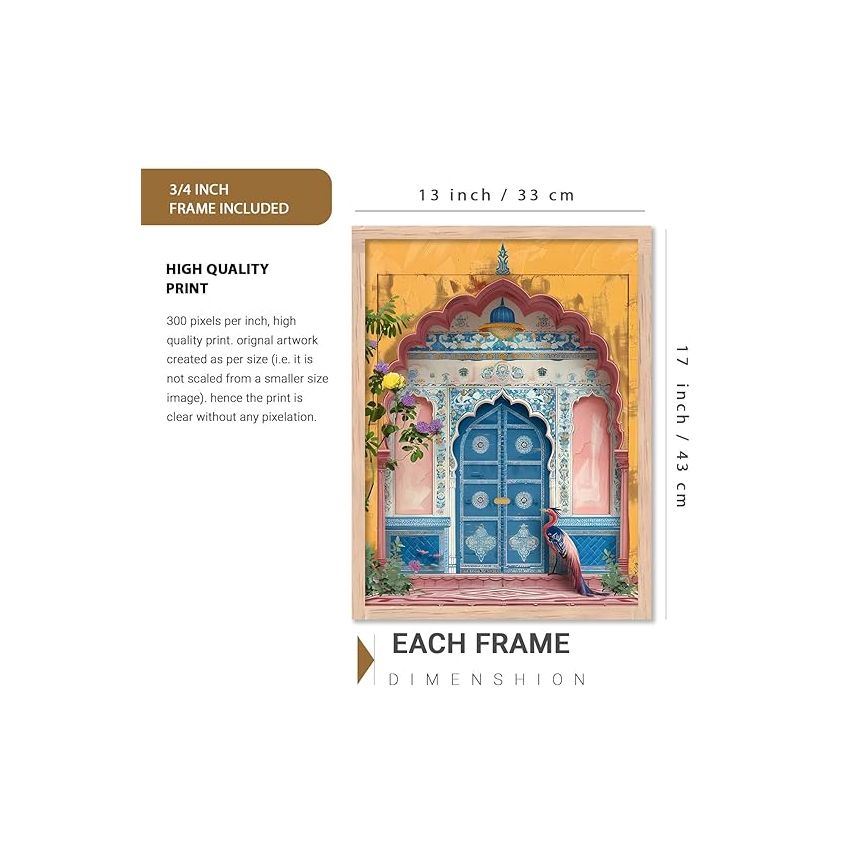 kotart Madhubani Art Paintings with Frame for Home Decoration- Painting for Wall Decoration - Traditional Framed Painting for Living Room Bedroom Office Decor - (13x17 inch, C)