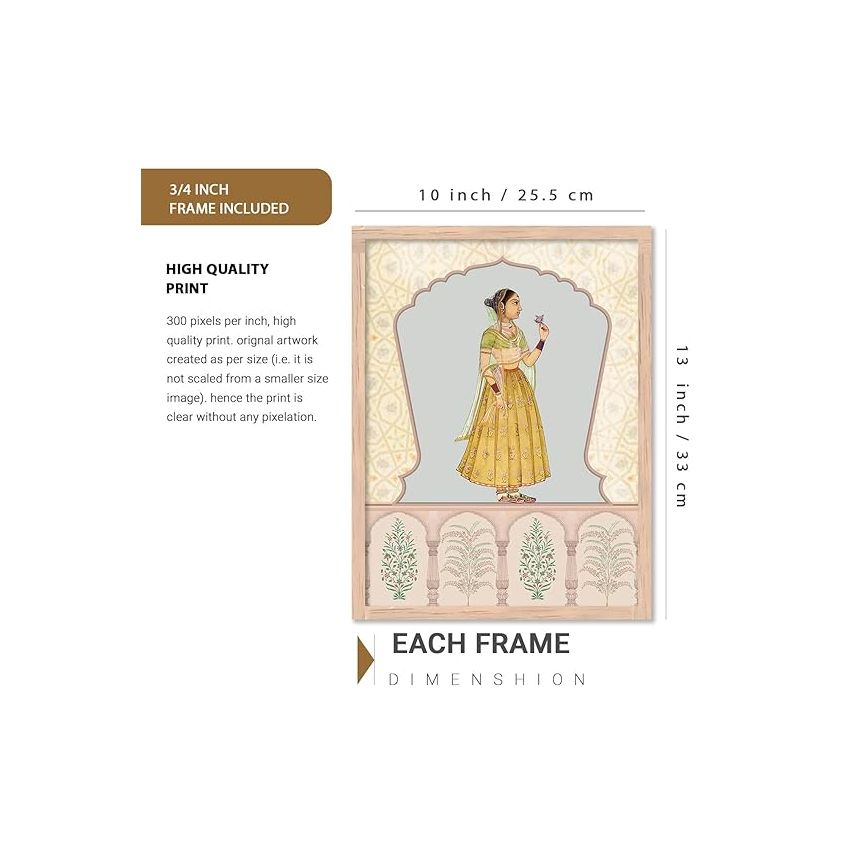 kotart Painting for wall Hanging |Traditional Indian Art Pichwai wall Décor Paintings|Traditional Indian Art Pichwai wall Décor Paintings |Traditional wall Poster With frames Set of 6 (10x13 inch, C)