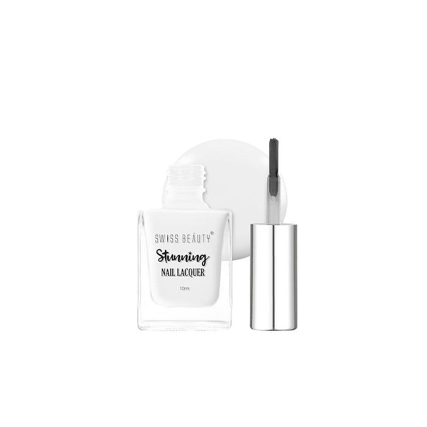 Swiss Beauty Stunning Nail Lacquer Matte Finish | Chip Resistant, Quick drying nail paint | Highly Pigmented with high shine Nail polish | Shade - Clear as Day, 10 ml