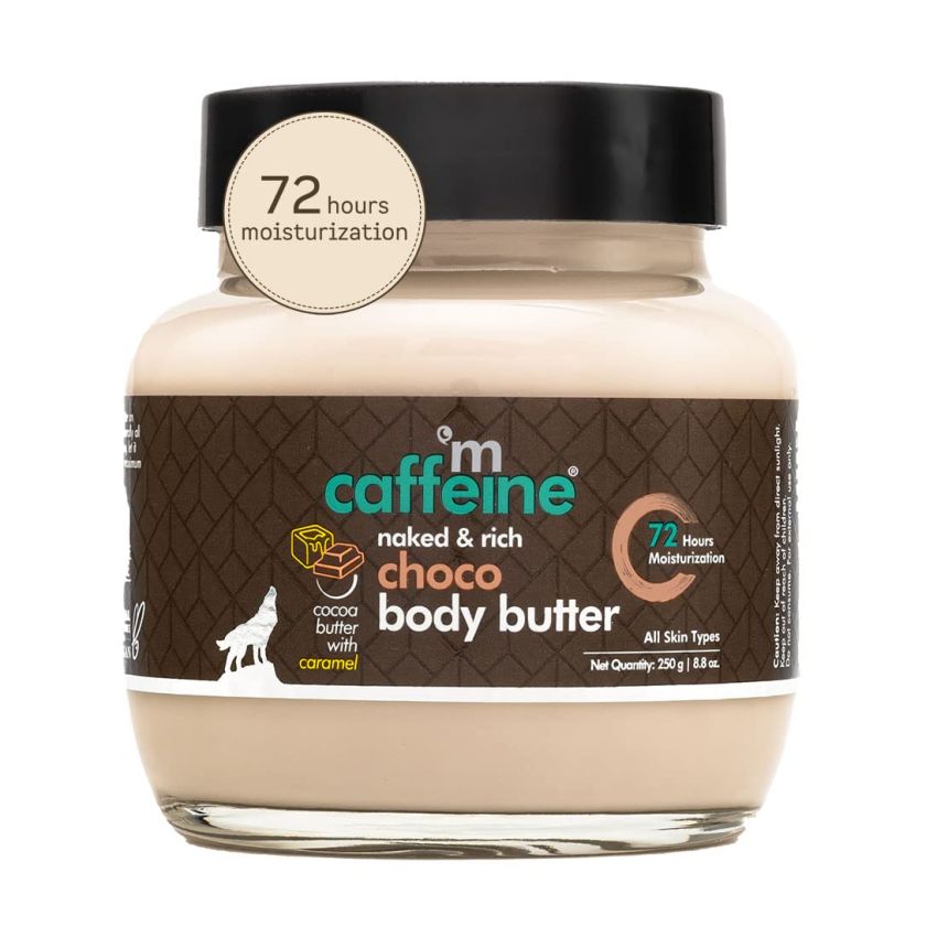 mCaffeine Body Butter for Dry Skin for Women & Men (250gm) | Shea Butter Moisturizer with Cocoa Butter & Caffeine | Body Cream for 72Hrs Moisturization | Non-Sticky for All Skin Types