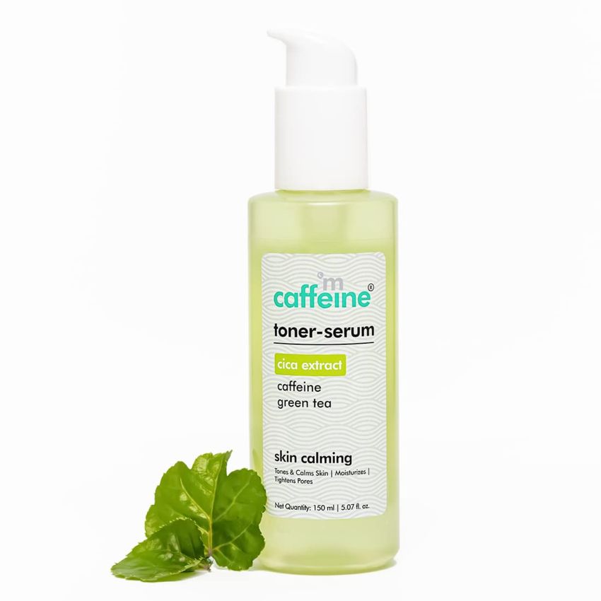 mCaffeine Cica 2 in 1 Toner-Serum with Green Tea for Skin Calming | Soothes Redness & Irritated Skin, Moisturizes & Tightens Pores | Lightweight Face Toner Serum for Women & Men - 150 ml
