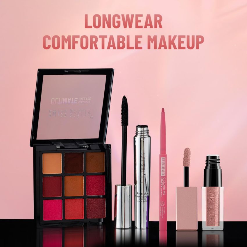 SWISS BEAUTY Colour Me Happy Matte Eyeliner Pencil | Waterproof & Smudge-Proof Pencil | Long-Lasting | Shade- Rose Camellia, 0.4Gm, Red