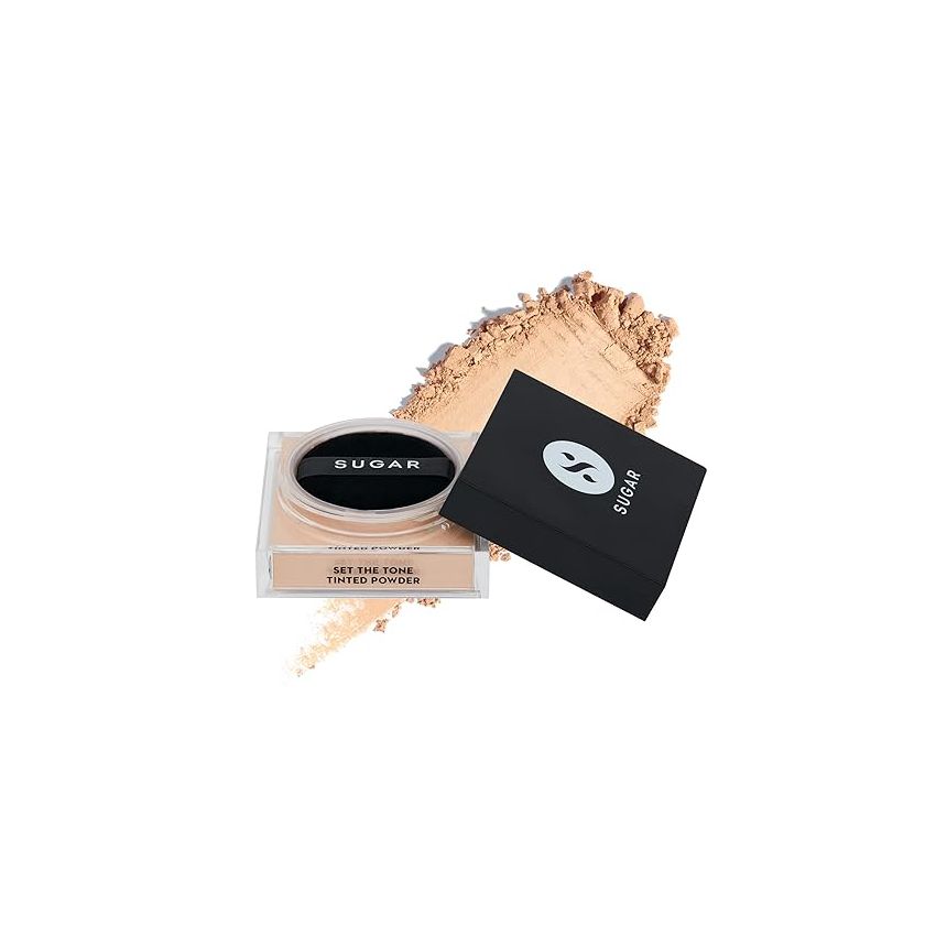 SUGAR Cosmetics - Set The Tone - Tinted Powder - 15 Cappuccino (Light-Medium Tones) - Long Lasting Tinted Powder for Matte Finish