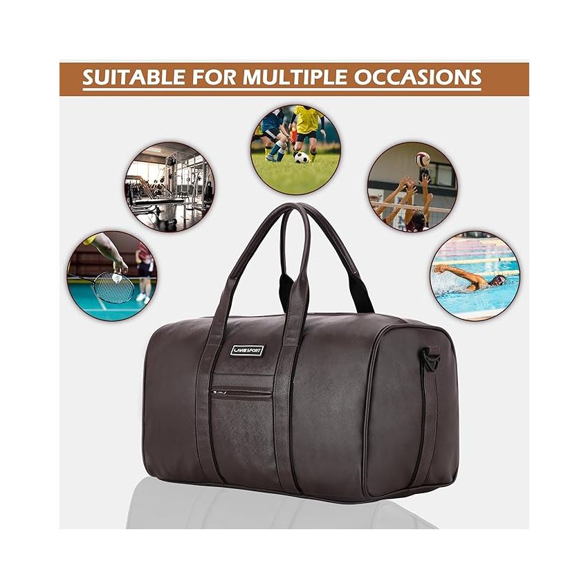 Lavie Sport Captain Leatherette Unisex Weekender Duffle Bag | Stylish & Spacious Duffle Bag | Duffle Bag for Gym, Sports, Training