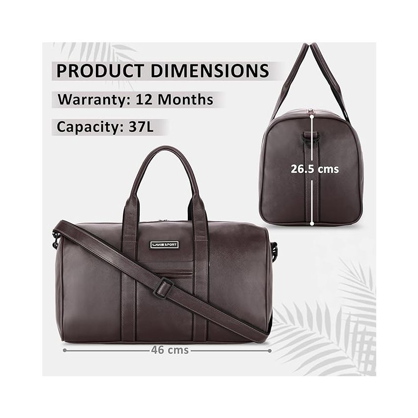 Lavie Sport Captain Leatherette Unisex Weekender Duffle Bag | Stylish & Spacious Duffle Bag | Duffle Bag for Gym, Sports, Training