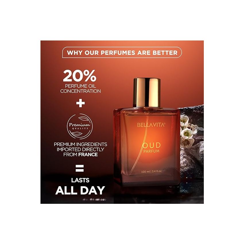 Bella Vita Luxury OUD PARFUM Intense Unisex Perfume for Men & Women with Carnation,Vanilla,Cedarwood|Woody,Oriental Long Lasting Fragrance Scent 100Ml