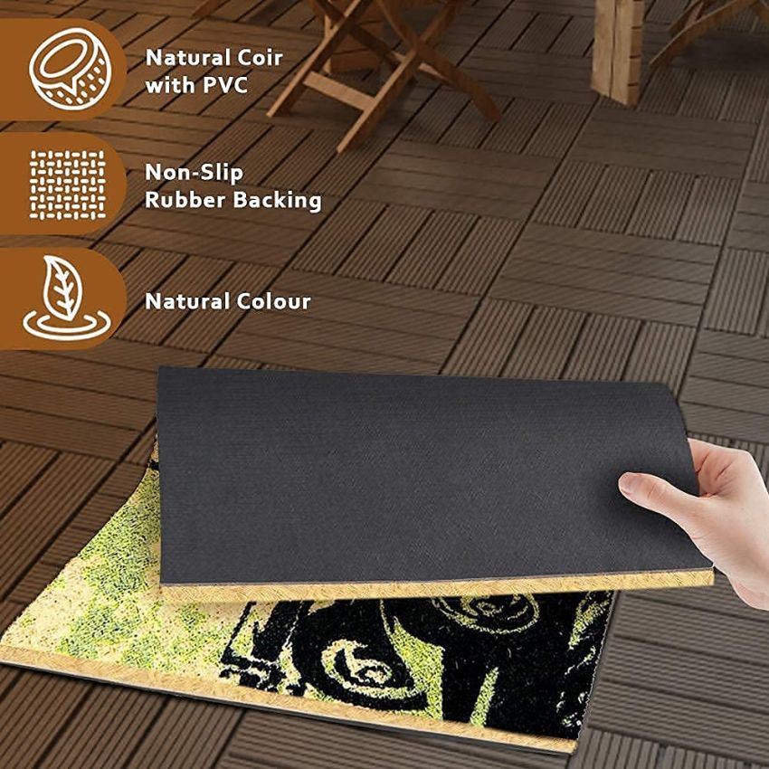 Onlymat Welcome Printed with Car Design Anti-Slip Rectangular Doormat Entryway Rug Natural Coir Material, PVC Backing for Outdoor Entrance Home Multipurpose Mats Floor Door Hall Drawing Room Living Room (75cm x 45cm)