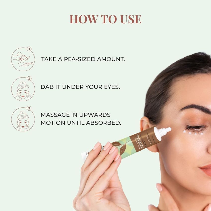 Just Herbs Nourishing Under Eye Gel Creme for Dark Circles, Eye Puffiness, Fine Lines & Wrinkles with Green Tea & Carrot Seed -For Men & Women 20 gm