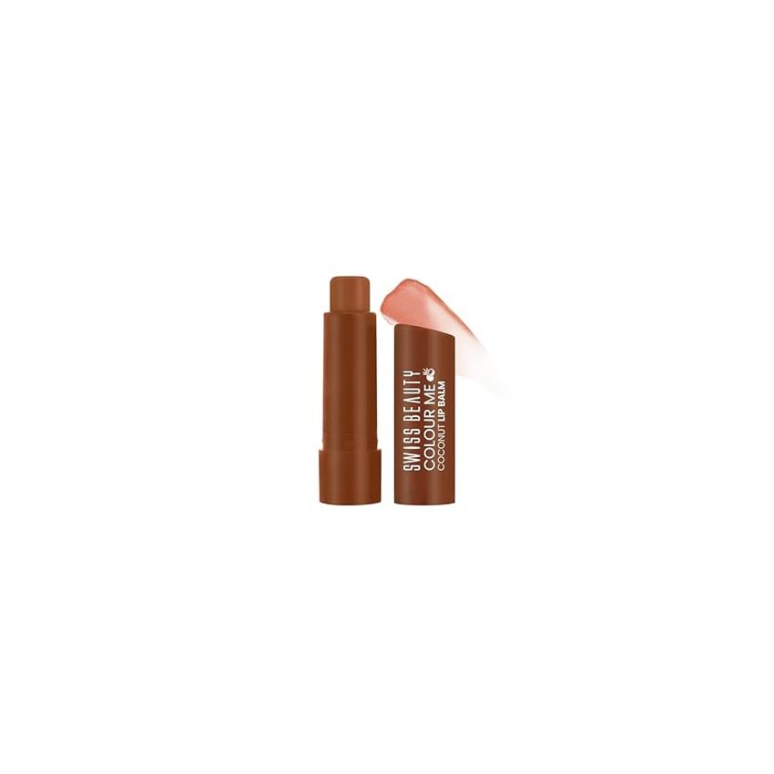 Swiss Beauty Colour Me Tinted Lip Balm with 12 Hours of Hydration | For Dry & Chapped Lips | With SPF 15, Shea Butter and Vitamin E | Long Lasting Glossy Finish Lip Balm | Shade - Coconut Blast, 4.5g