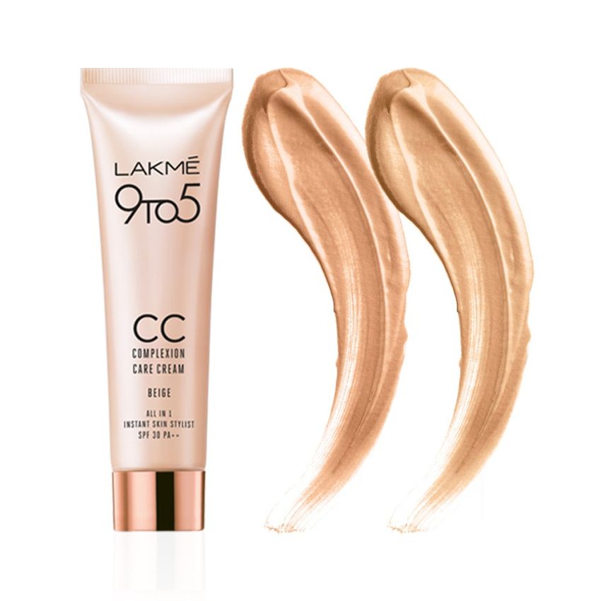Lakme 9 to 5 CC Cream Mini|| 01 - Beige|| Light Face Makeup with Natural Coverage|| SPF 30 - Tinted Moisturizer to Brighten Skin|| Conceal Dark Spots|| 9 g