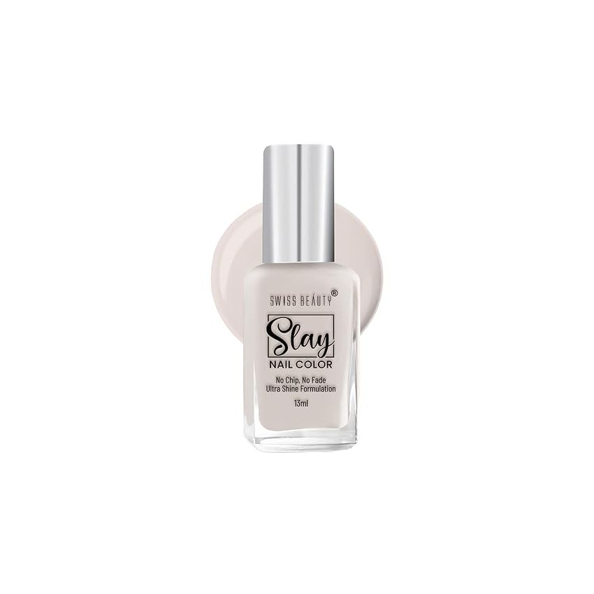 Swiss Beauty Slay Nail Color | Glossy Finish, Long Lasting Nail Paint| Chip resistant, Quick drying Nail Polish | Shade- Classic Cream, 25Ml