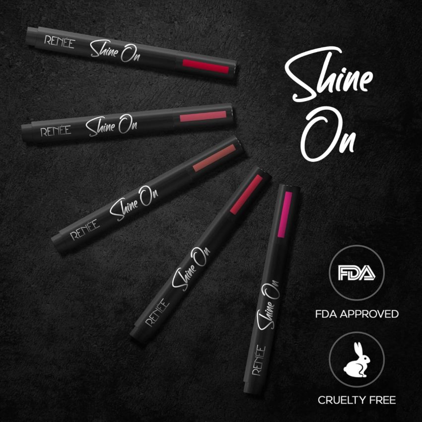 RENEE Shine on Lip Lacquer Celestial Coral 1.8ml - Long Lasting, Lightweight, Non Drying & Non Sticky - High Gloss, Intense Color & Glassy Shine