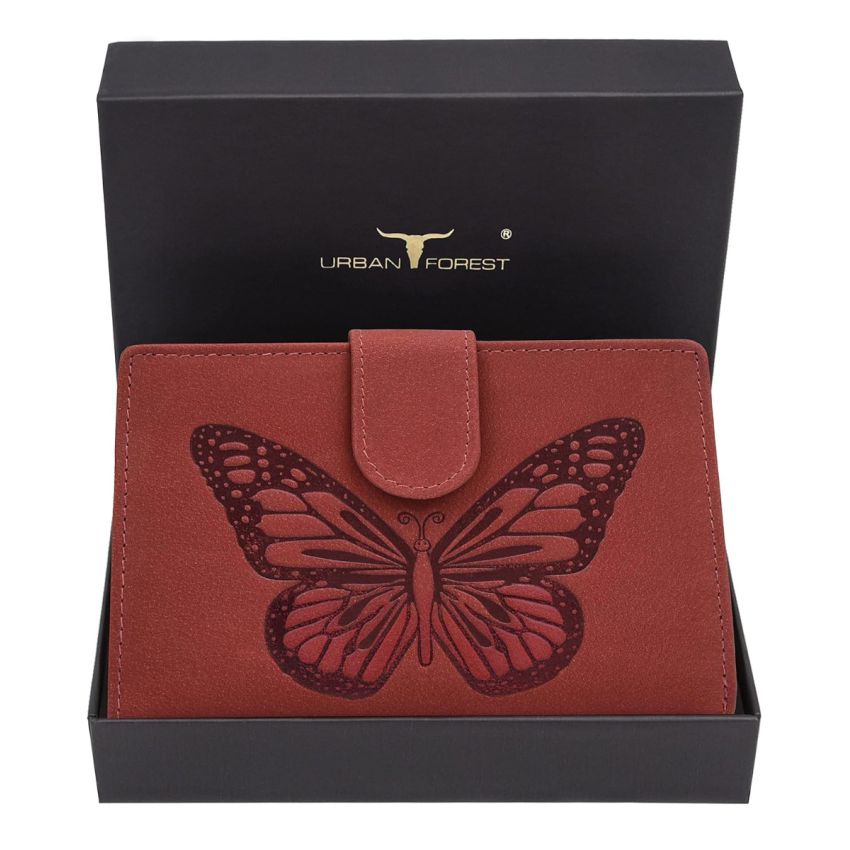 URBAN FOREST Celia Red Leather Wallet for Women
