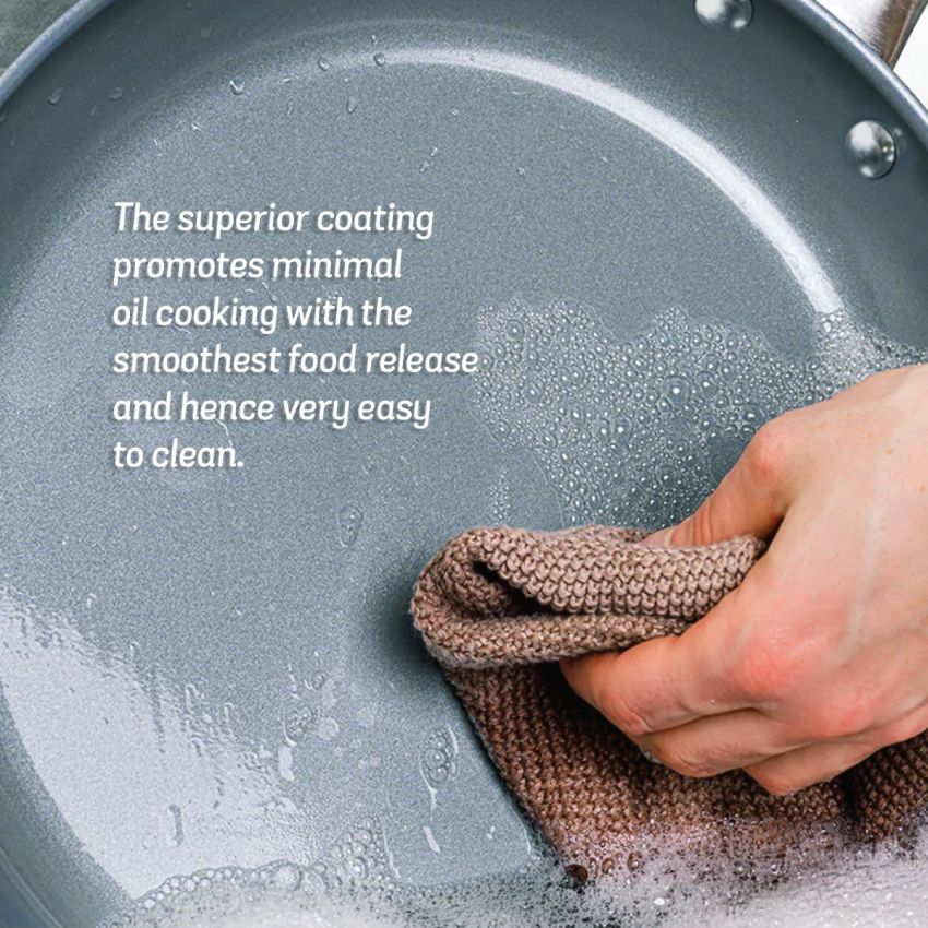 Meyer Anzen Healthy Ceramic Coated Aluminium Frypan | Frying pan Induction Base | Ceramic Pan | Omlette Pan | Ceramic Coated Frying Pan | Ceramic Fry Pan for Cooking, 28cm, Grey