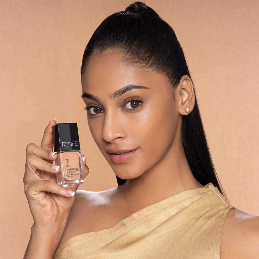 RENEE Face Base Liquid Foundation - Chai Tea, 23ml | Enriched with Hyaluronic Acid & Vitamin E, Provides SPF 8 Protection, Weightless, Long-lasting Matte Finish