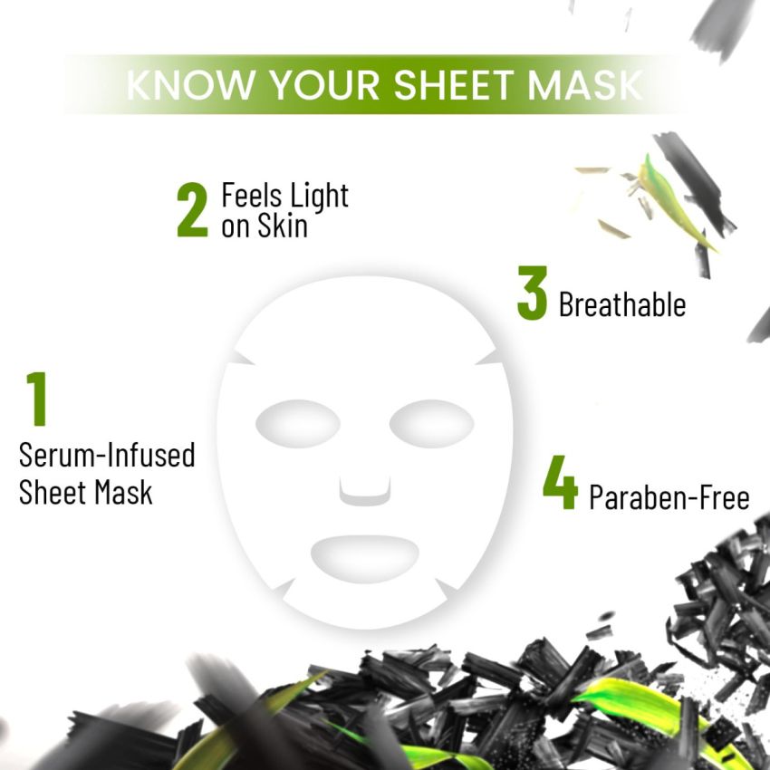 Swiss Beauty Charcoal & Bamboo Instant Detox Sheet Mask| Serum- infused sheet mask | Unclogs pores, Balances excess oil | 20ml