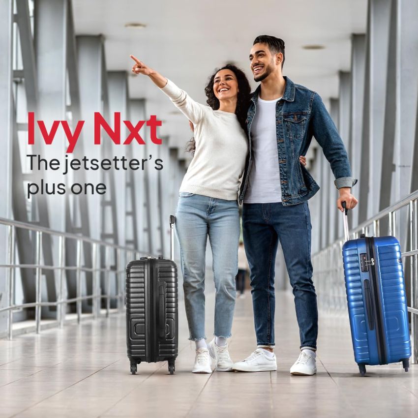 American Tourister Polycarbonate(PC) Ivy Nxt 79Cm Medium Hardside 4 Spinner Wheel Check-in Suitcase with Multi-Stage Telescopic Trolley and Mounted Tsa Lock for Women&Men - Black