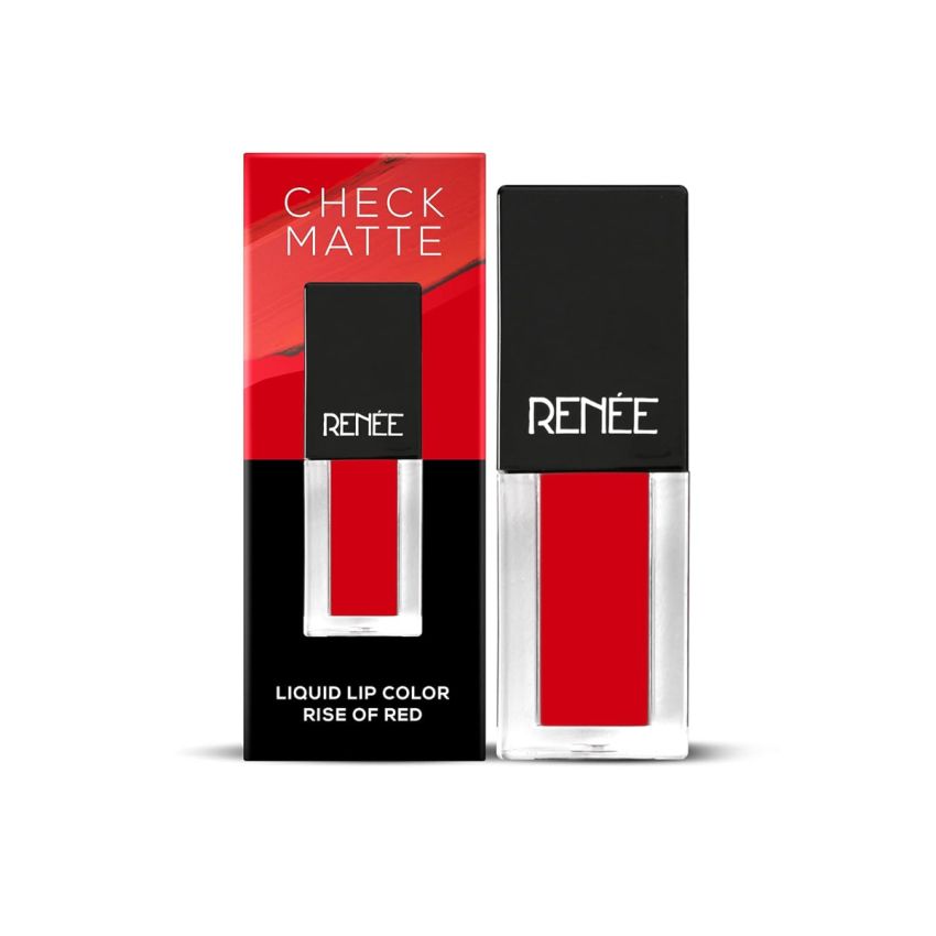 RENEE Check Matte Liquid Lip Color Rise Of Red 2.5ml| Long Lasting, Transfer Proof & Water Resistant| Rich Color Payoff| Non Drying Formula