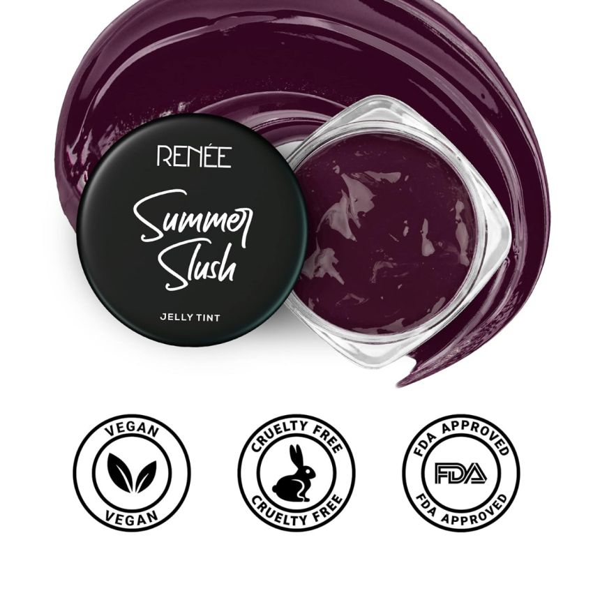 RENEE Summer Slush Jelly Tint For Lips & Cheeks with 98% Natural Fruit Extracts, Keeps Lips Soft & Moisturized, 100% Vegan, Tempting Grape 13gm