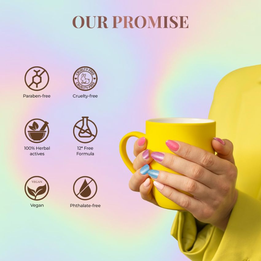 Just Herbs Party Ready Nail Paints Set, 12 Chemical Free Formula, Quick Dry and Glossy Nail Polish Gift Set of 5 (11ml x5)