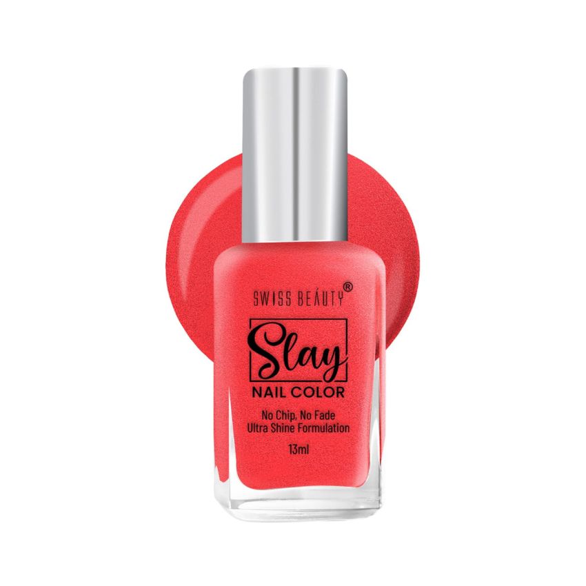 Swiss Beauty Slay Nail Color | Glossy Finish, Long Lasting Nail Paint| Chip resistant, Quick drying Nail Polish | Shade- Chilli Red, 13ml