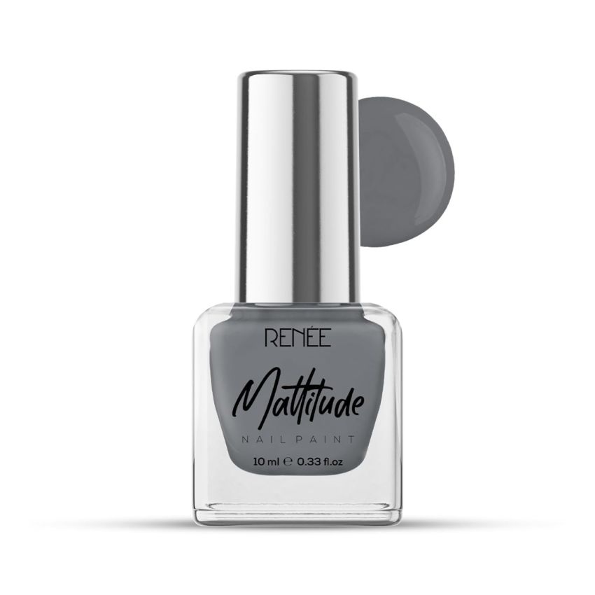 RENEE Mattitude Nail Paint- Seal Grey 10ml | Quick Drying, Matte Finish, Long Lasting, Chip resisting Formula with High coverage | Acetone & Paraben Free
