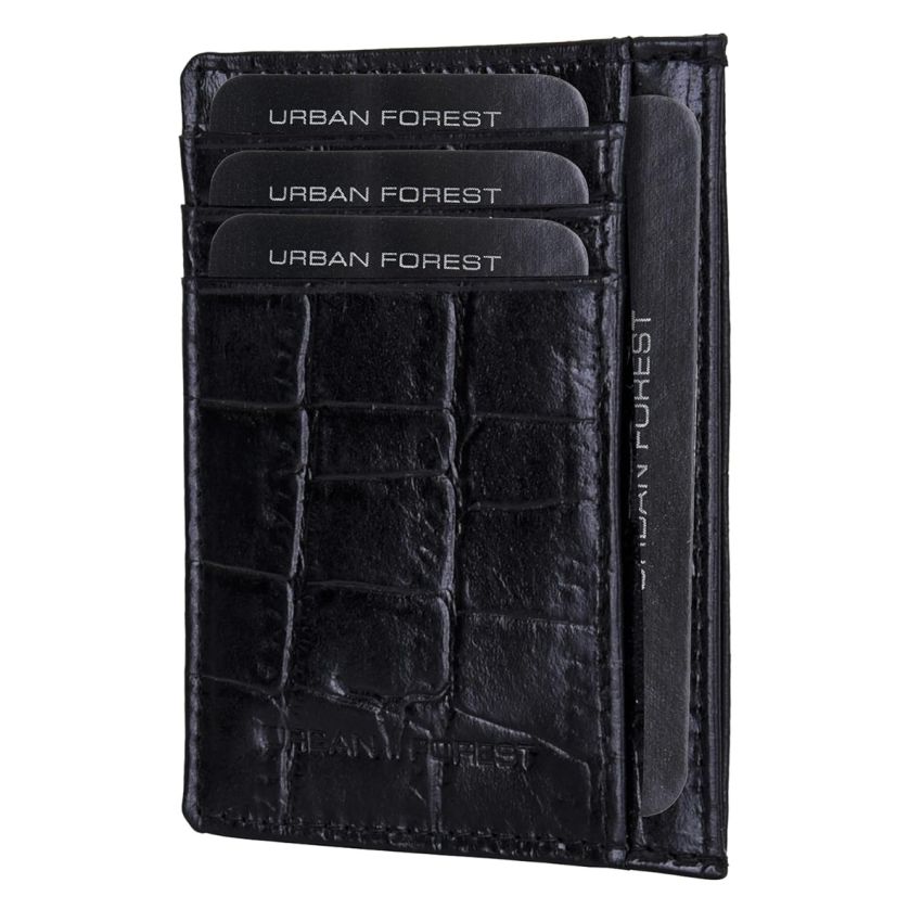URBAN FOREST Chris Black Leather Card Holder for Men