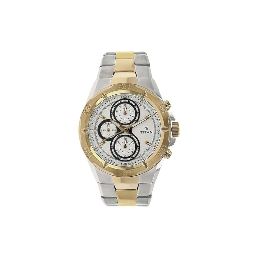 Titan Regalia Chronograph White Dial Stainless Steel Strap watch for Men-NS9308BM01/NT9308BM01