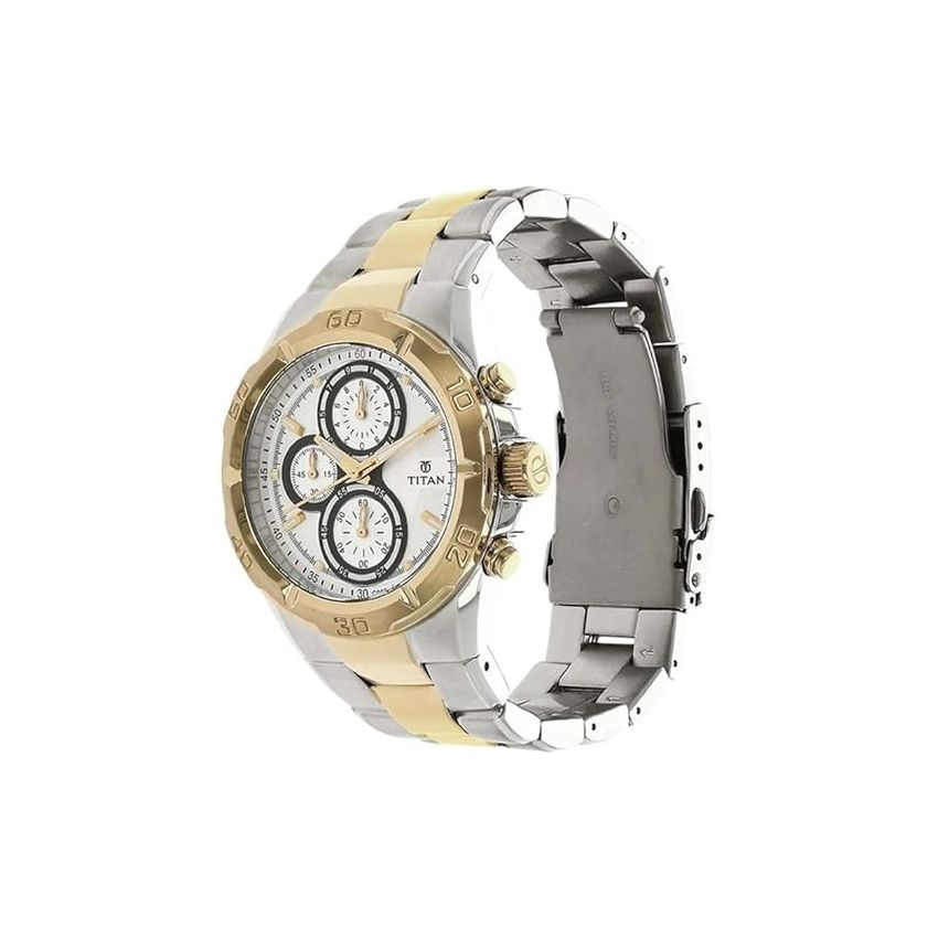 Titan Regalia Chronograph White Dial Stainless Steel Strap watch for Men-NS9308BM01/NT9308BM01