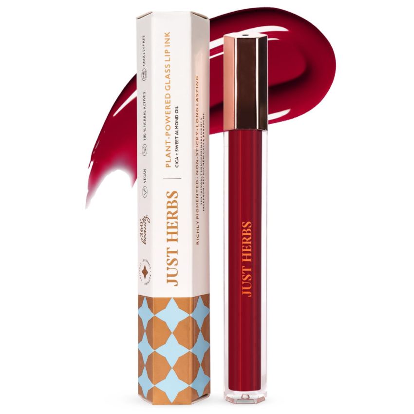 Just Herbs Lip Ink Lipstick Cica Infused Transfer Proof Long Lasting Plant Powered Lipstick for Women 2 ml