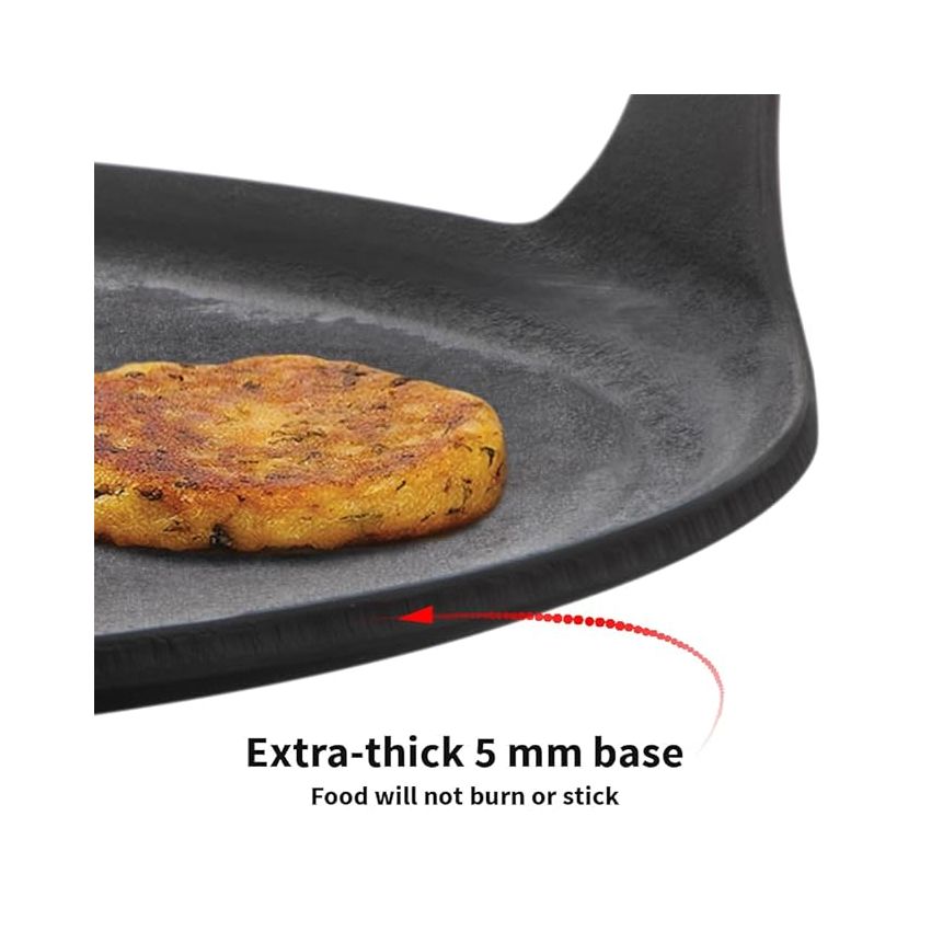 Hawkins Futura 27 cm Cast Iron Dosa Tava, Pre-Seasoned Cast Iron Flat Tawa for Roti, Cast Iron Cookware for Kitchen, Black (CIDT27)