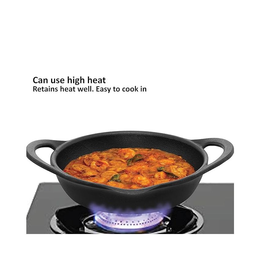 Hawkins Futura Cast Iron Frying Pan, 24 Cm Diameter, Cast Iron Skillet, Omlette Pan, Iron Frypan (Cif24G), Black