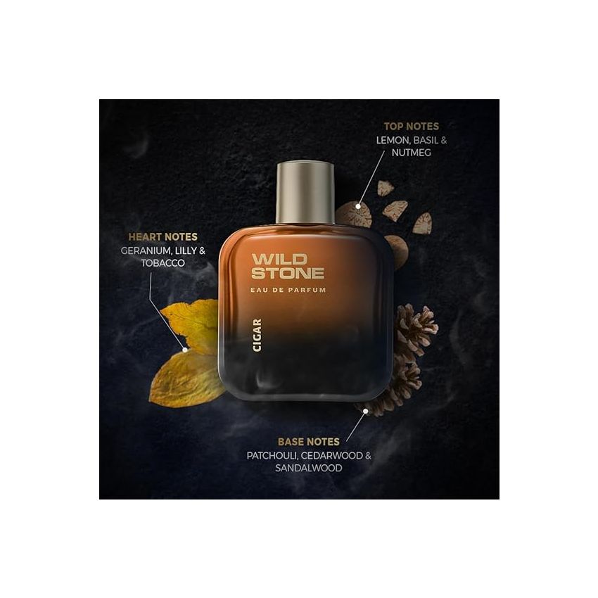 Wild Stone Cigar Eau De Parfum for Men, 100ml|Spicy and Woody Long Lasting Perfume for Men| Dailywear Fragrance|Premium EDP