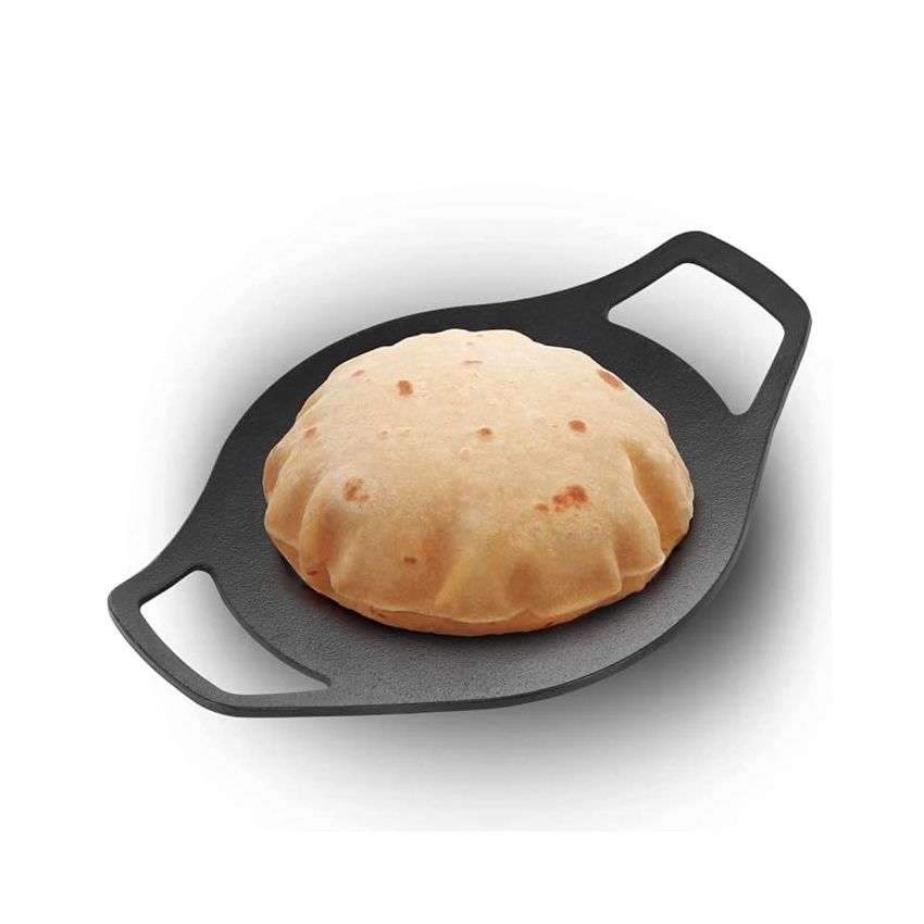 Hawkins Futura 24 cm Cast Iron Tava, Cast Iron Tawa for Roti, Cast Iron Cookware for Kitchen, Black (CIT24)