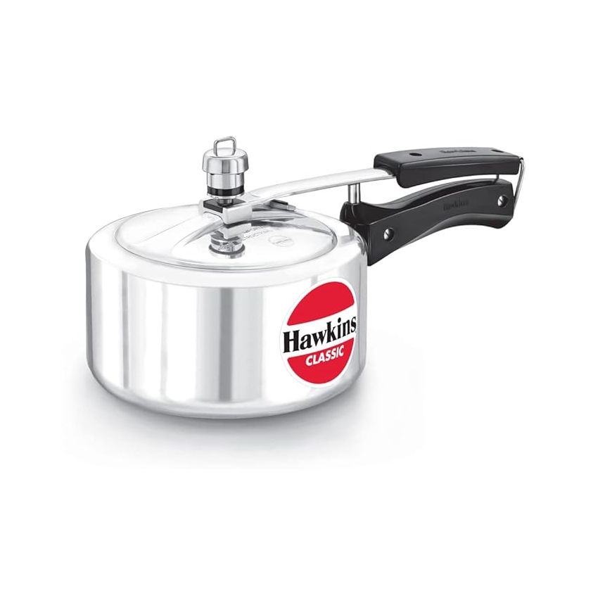 Hawkins 2 Litre Classic Pressure Cooker, Best Inner Lid Cooker, Small Cooker, Silver (CL20)