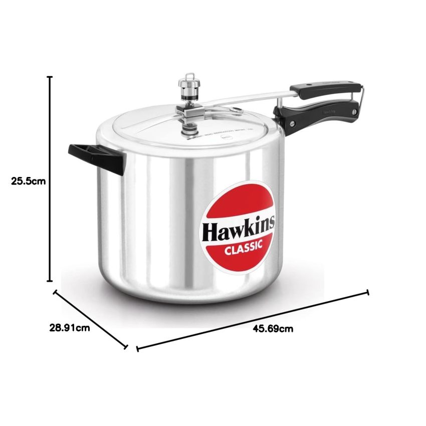 Hawkins Aluminium 10 Litre Classic Pressure Cooker, Best Inner Lid Cooker, Big Pressure Cooker, Silver (Cl10)