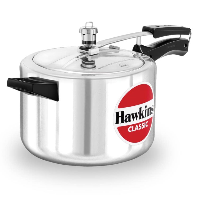 Hawkins Aluminium 5 Litre Classic Pressure Cooker, Best Inner Lid Cooker, Silver (Cl50)