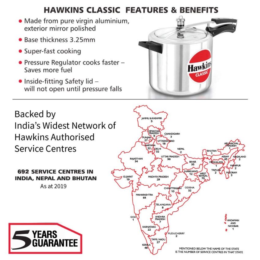 Roll over image to zoom in   2 VIDEOS    3+  Hawkins 6.5 Litre Classic Pressure Cooker, Best Inner Lid Cooker, Silver (CL65)