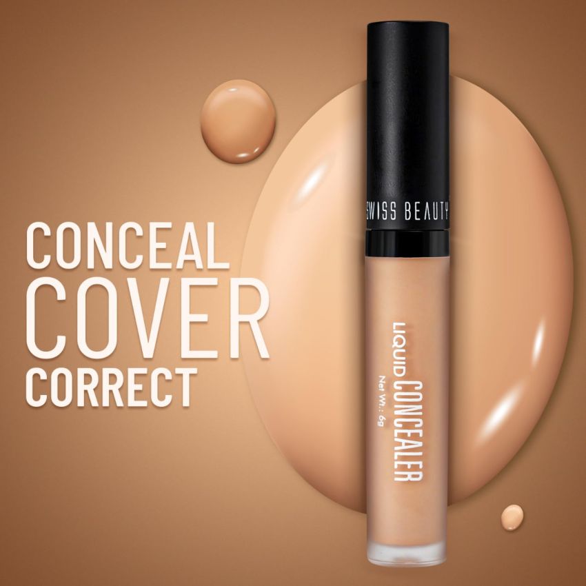 Swiss Beauty Liquid Light Weight Concealer With Full Coverage |Easily Blendable Concealer For Face Makeup With Matte Finish | Shade- Clair Moyen, 6g