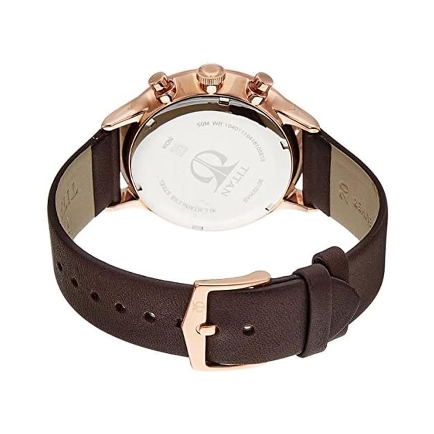 Titan Quartz Multifunction White Dial Leather Strap Watch for Men-NS90102WL01/NT90102WL01