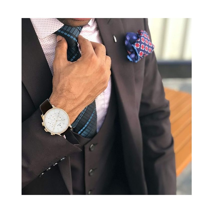 Titan Quartz Multifunction White Dial Leather Strap Watch for Men-NS90102WL01/NT90102WL01