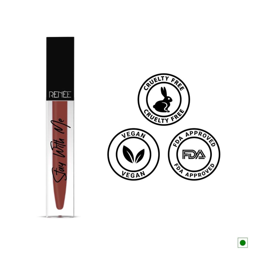 RENEE Stay With Me Matte Lip Color, Long Lasting, Non Transfer, Water & Smudge Proof, Light Weight Liquid Lipstick, Play of Clay, 5ml