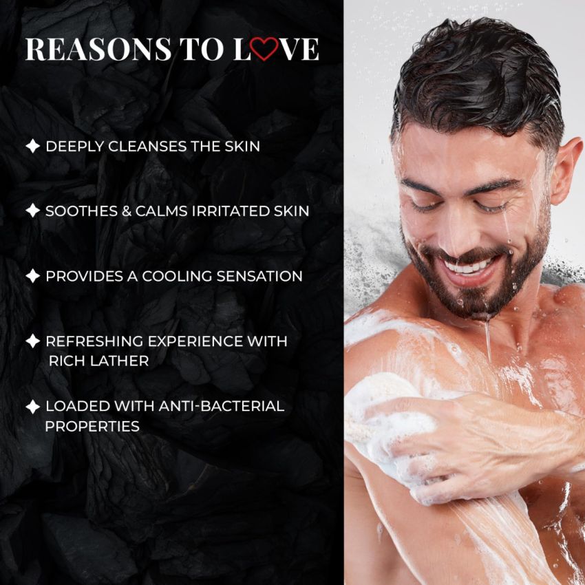 Just Herbs Deep Cleansing Cooling Body Wash with Mint and Activated Charcoal for Men and Women 300 ml