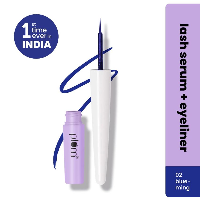 Plum Lash Serum Eyeliner | Clinically Proven To Boost Lash Growth | Intensely Pigmented | Matte Finish | Smudge-Proof | 02 Blue-ming