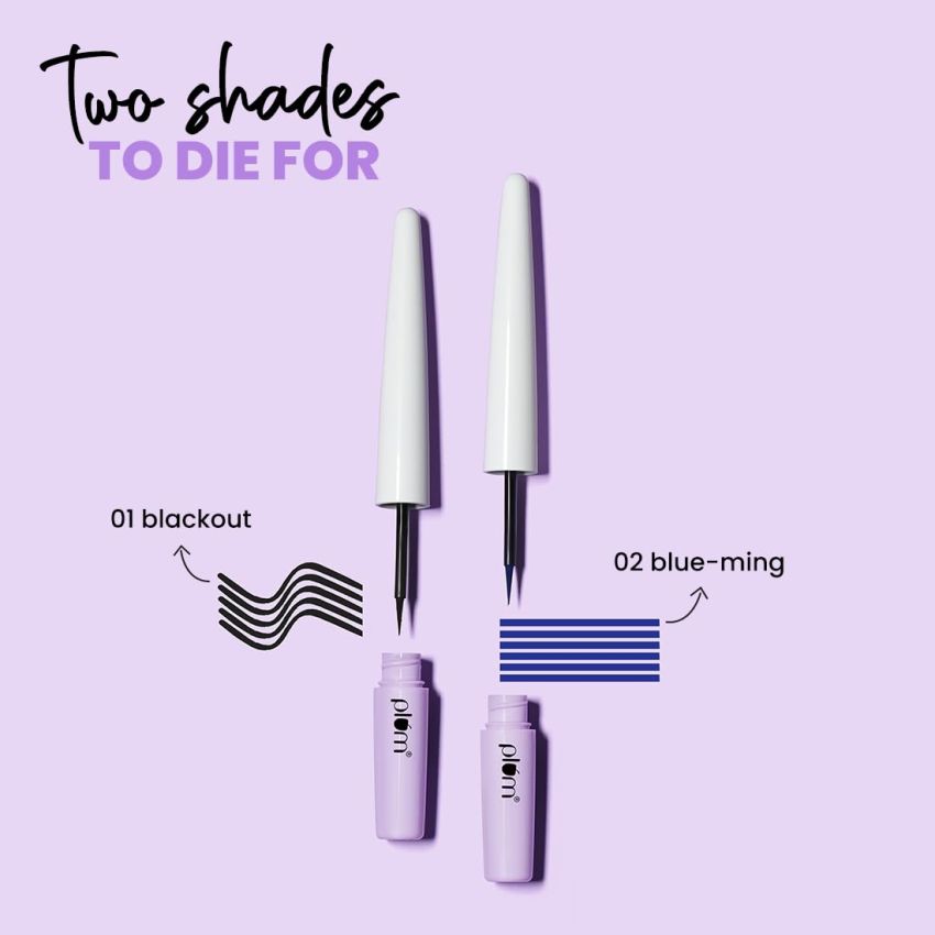 Plum Lash Serum Eyeliner | Clinically Proven To Boost Lash Growth | Intensely Pigmented | Matte Finish | Smudge-Proof | 02 Blue-ming