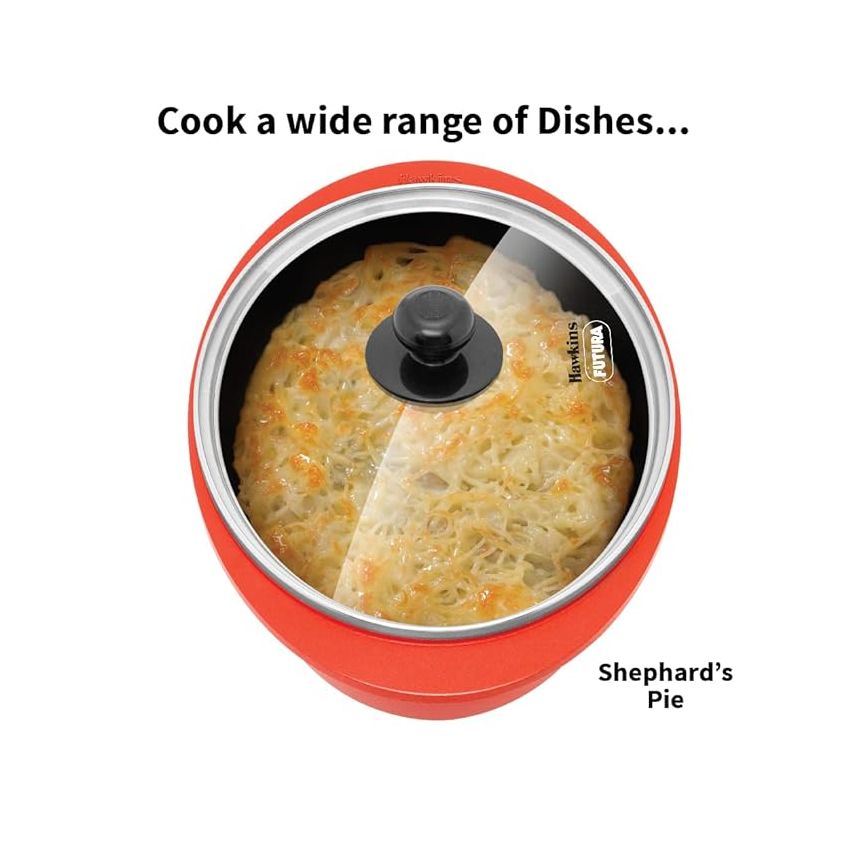 Hawkins 3 Litre Dutch Oven, Nonstick Biryani Pot, Red Ceramic Coated Casserole, Cooking Pot, Saute Pan, Red (DCDO3G)