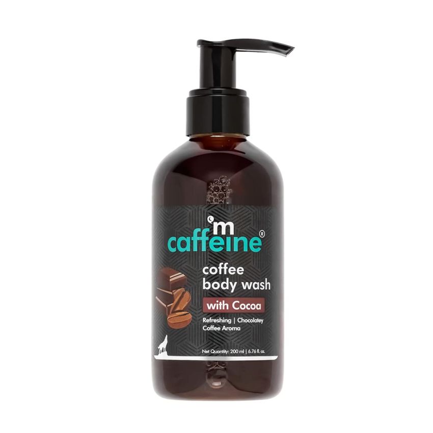 mCaffeine Coffee Body Wash with Cocoa | De-Tan & Deep Cleansing Shower Gel | Enriched with Vitamin E & in Energizing Aroma of Chocolate | Suitable for All Skin Types | For both Men & Women (200ml)
