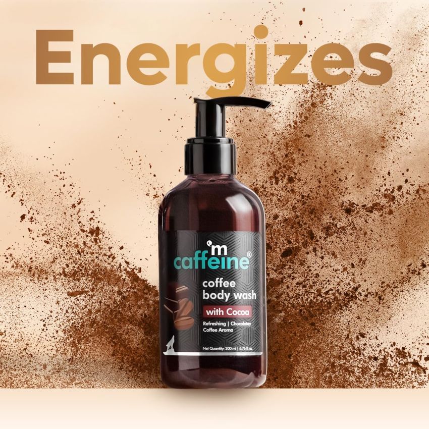 mCaffeine Coffee Body Wash with Cocoa | De-Tan & Deep Cleansing Shower Gel | Enriched with Vitamin E & in Energizing Aroma of Chocolate | Suitable for All Skin Types | For both Men & Women (200ml)