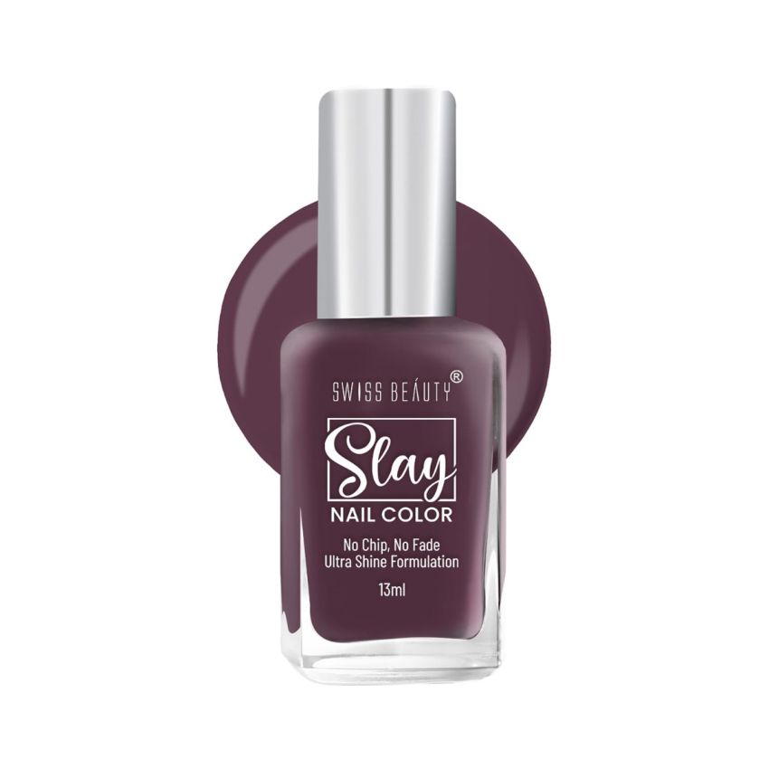 Swiss Beauty Slay Nail Color | Glossy Finish, Long Lasting Nail Paint| Chip resistant, Quick drying Nail Polish | Shade- Cocoa Crush, 25Ml