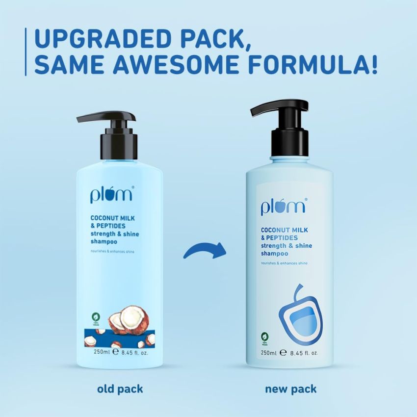 Plum Coconut Milk & Peptides strength & shine shampoo | Contains coconut milk, pea peptide | enhances hair's shine and strengthens hair | Paraben-Free| 100% vegan | 250ml